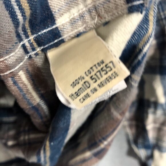 LL Bean Relaxed Fit 3/4 Zip Plaid Flannel Blue Gray Size XL - Picture 6 of 6